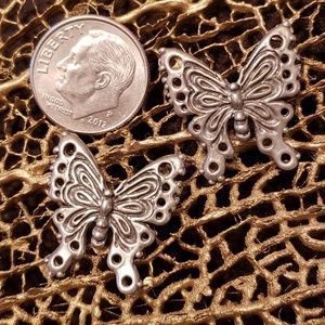 Butterfly earrings, pewter